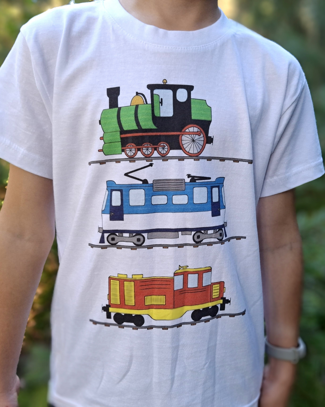 Dětské tričko s vlakem parní mašinka vlak bílé Hravé stroje